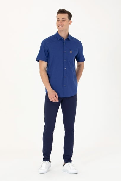Erkek Slim Fit Lacivert Kanvas Pantolon