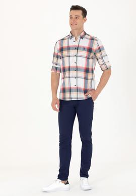 Erkek Ekoseli Lacivert Gömlek - 50275857007