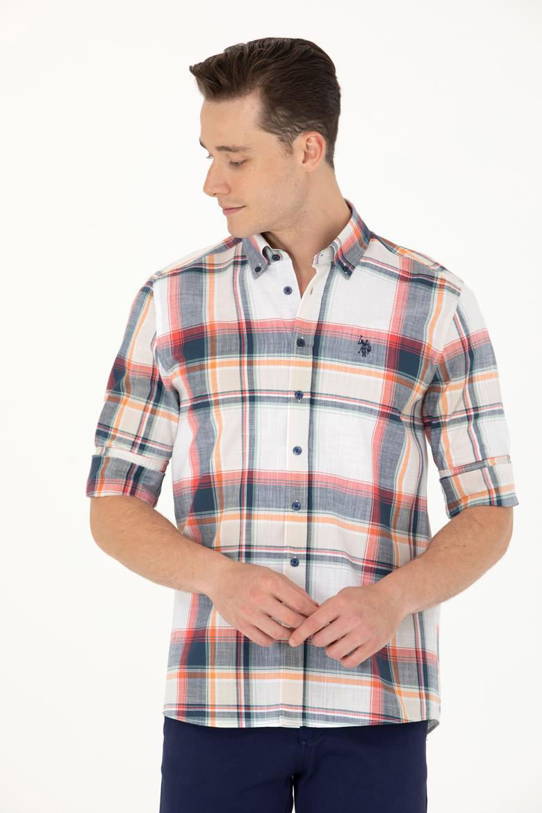 Erkek Ekoseli Lacivert Gömlek