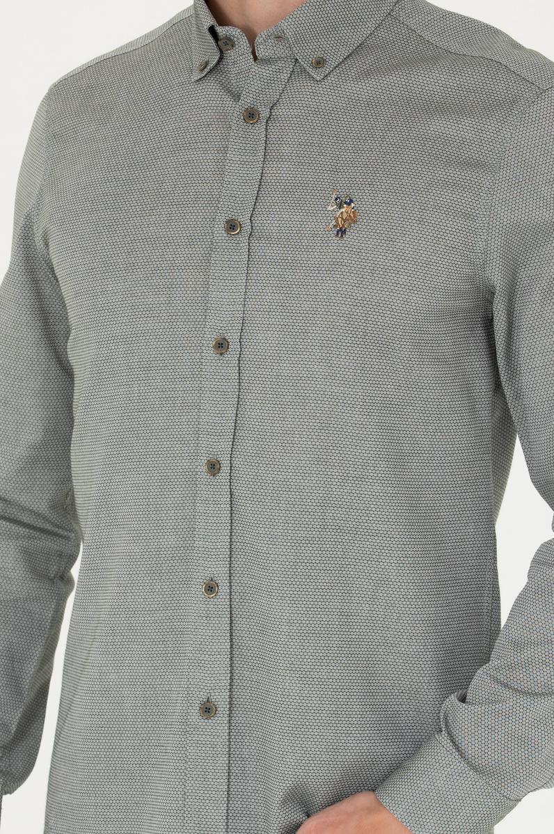 Erkek Koyu Yeşil Uzun Kollu Basic Gömlek