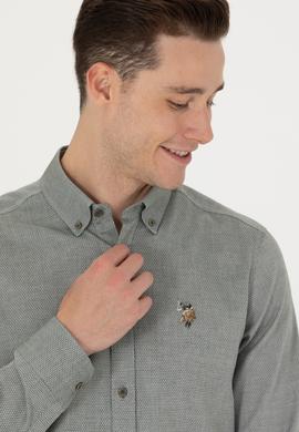 Erkek Koyu Yeşil Uzun Kollu Basic Gömlek - 50271292126