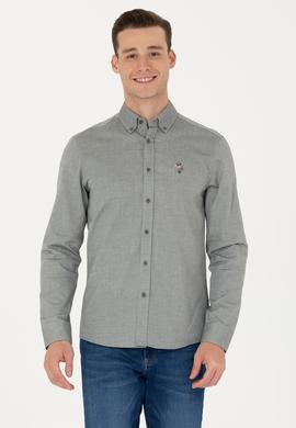 Erkek Koyu Yeşil Uzun Kollu Basic Gömlek - 50271292126