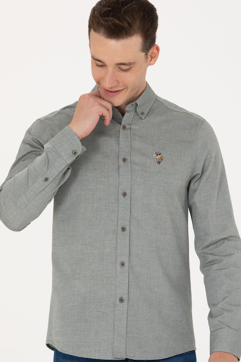 Erkek Koyu Yeşil Uzun Kollu Basic Gömlek - 50271292126