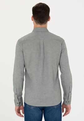Erkek Koyu Yeşil Uzun Kollu Basic Gömlek - 50271292126