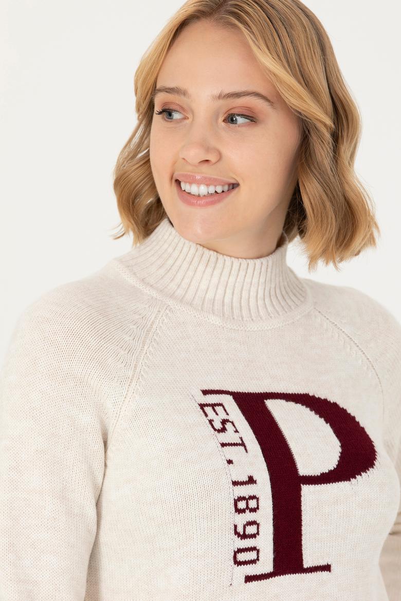 Kadın Krem Balıkçı Yaka Kazak - 50272031004