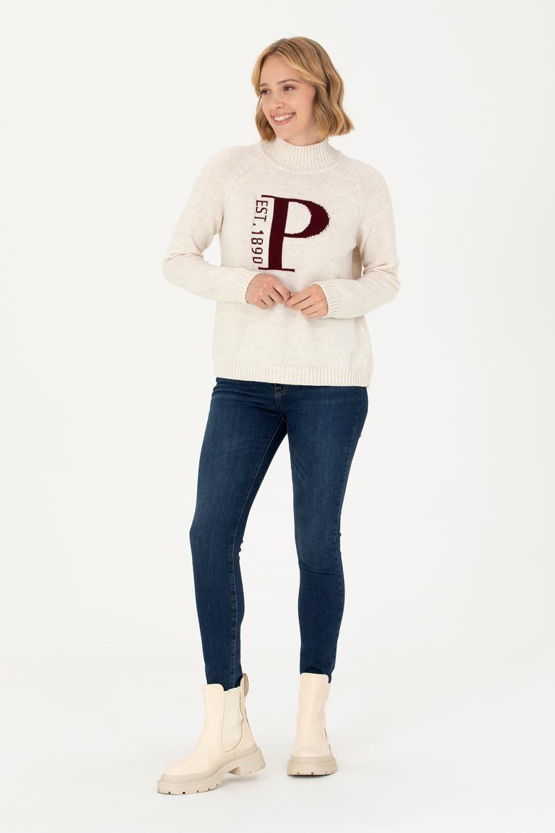 Kadın Krem Balıkçı Yaka Kazak - 50272031004