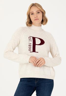 Kadın Krem Balıkçı Yaka Kazak - 50272031004