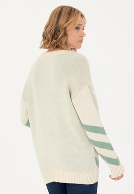 Kadın Krem V Yaka Kazak - 50272041008