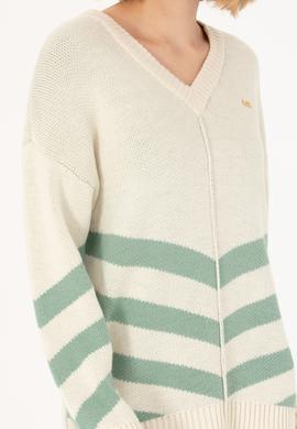 Kadın Krem V Yaka Kazak - 50272041008