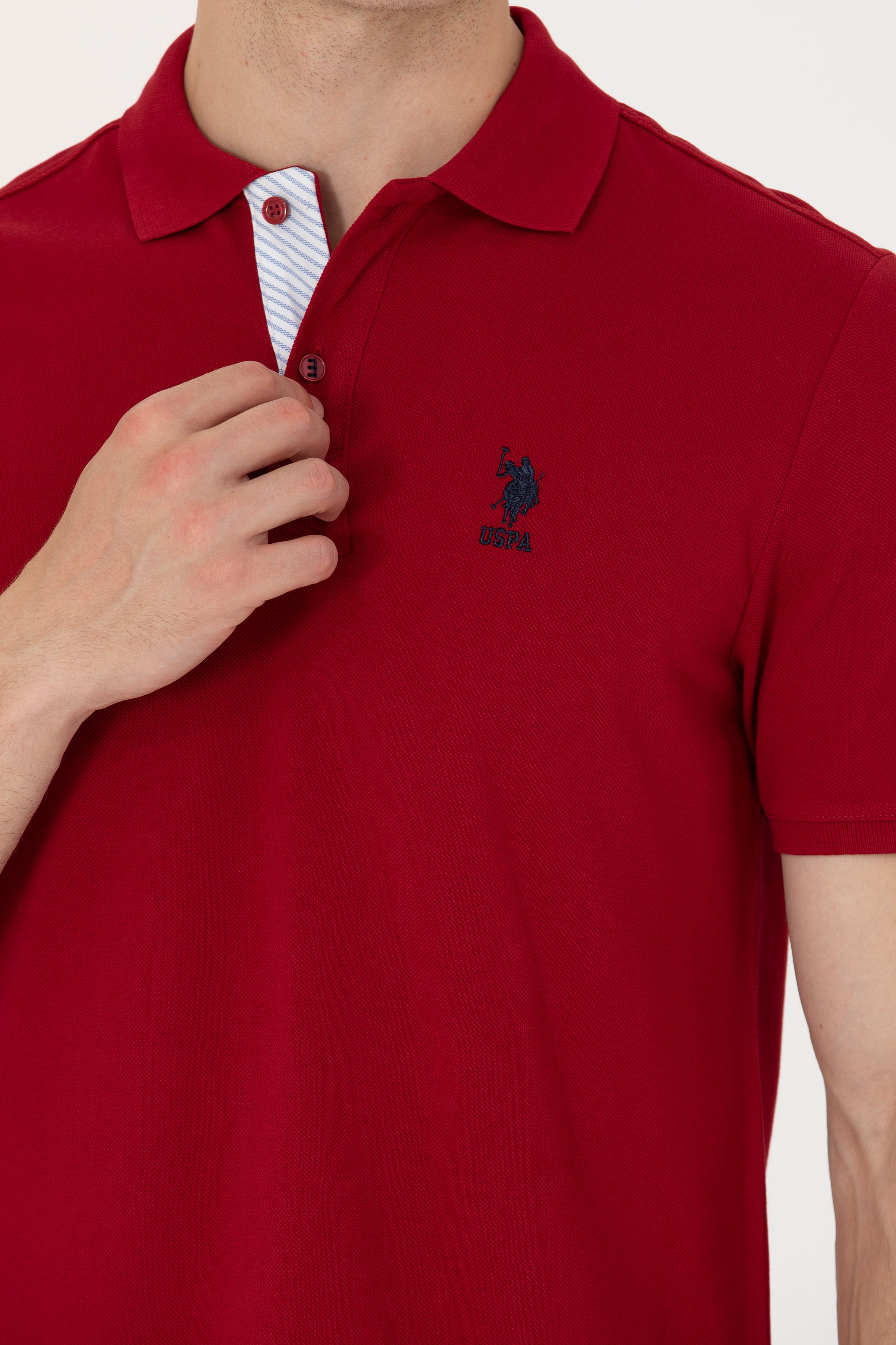 Erkek Bordo Polo Yaka Basic T-Shirt - Image 7