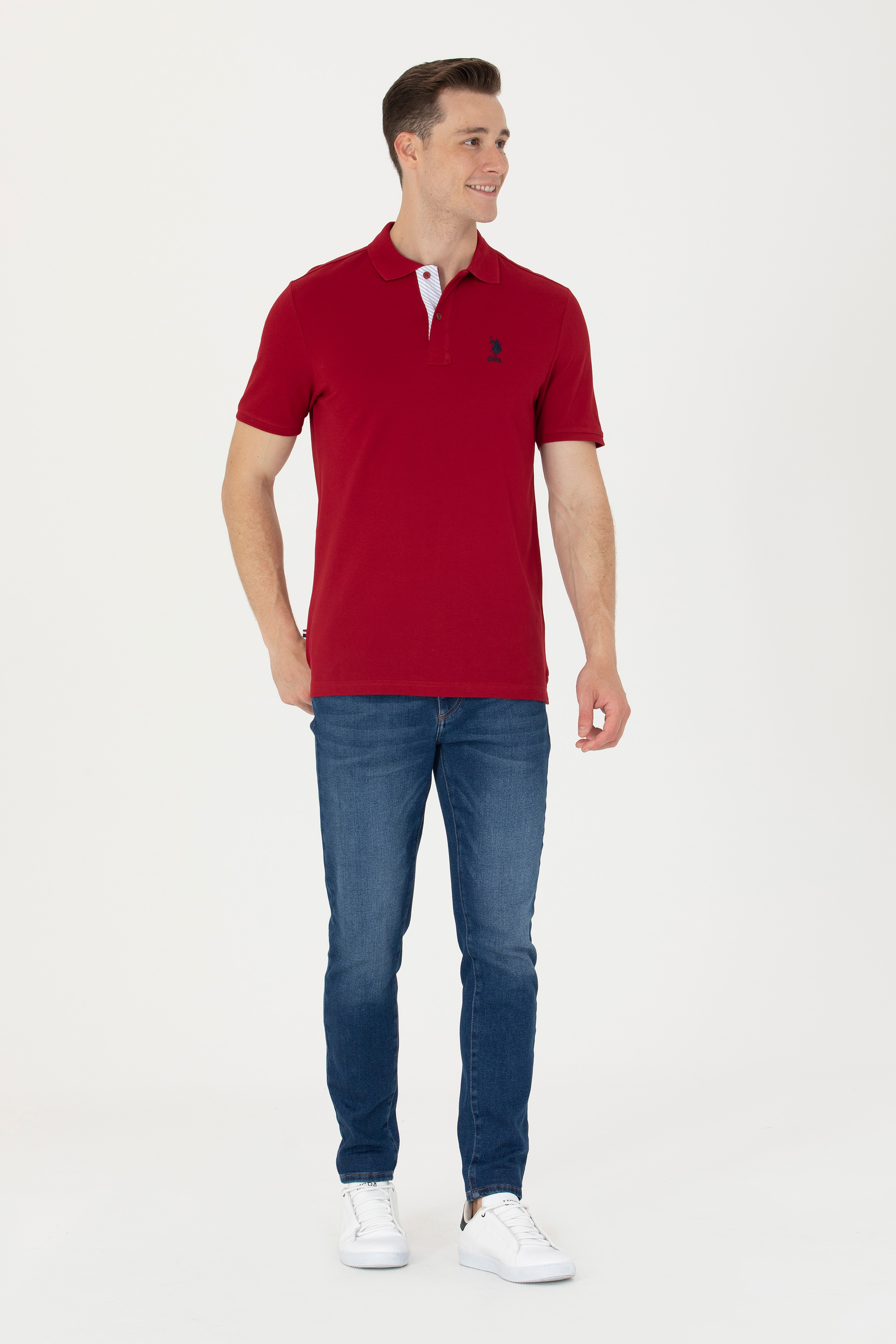 Erkek Bordo Polo Yaka Basic T-Shirt
