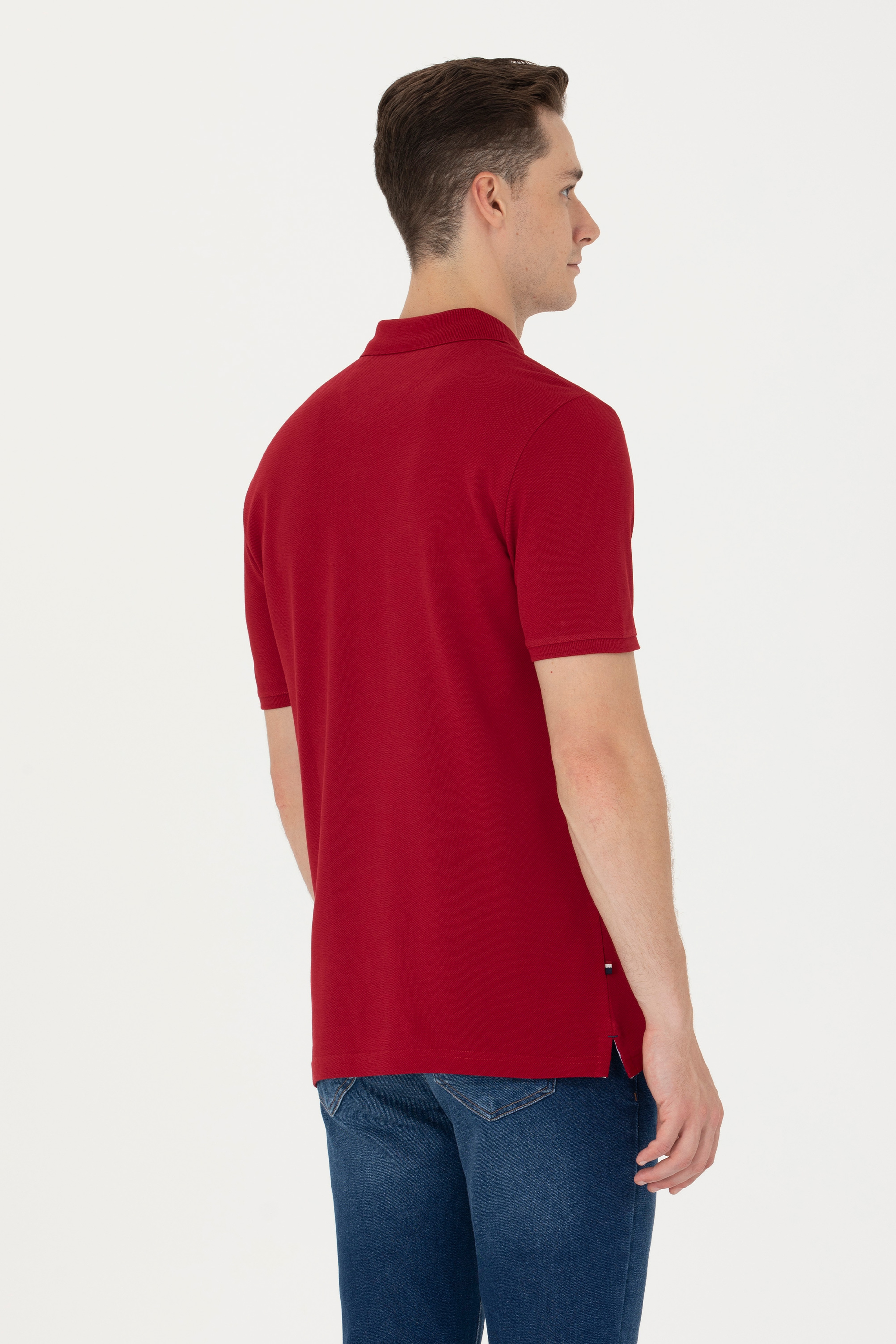 Erkek Bordo Polo Yaka Basic T-Shirt