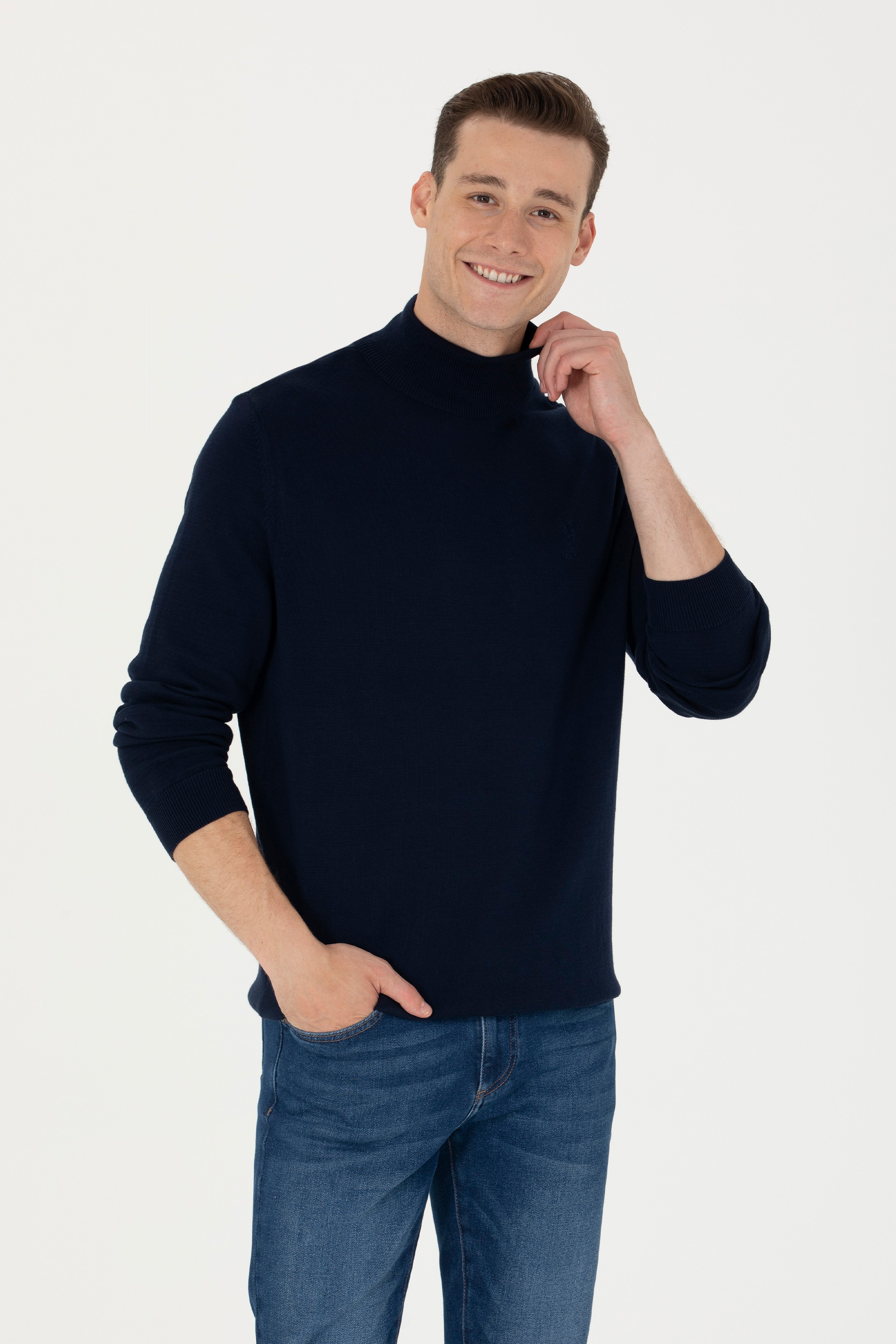 Erkek Lacivert Boğazlı Kazak - Image 3
