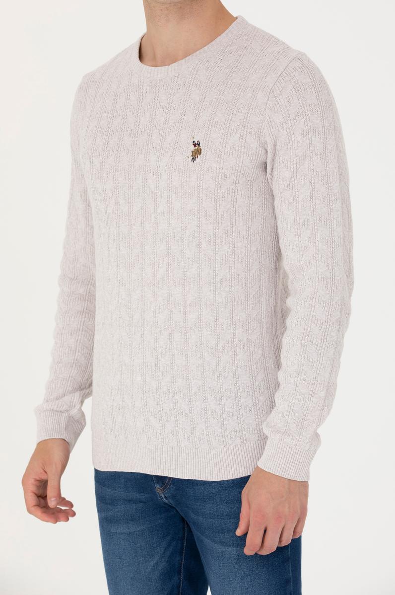 Erkek Taş Melanj Bisiklet Yaka Kazak