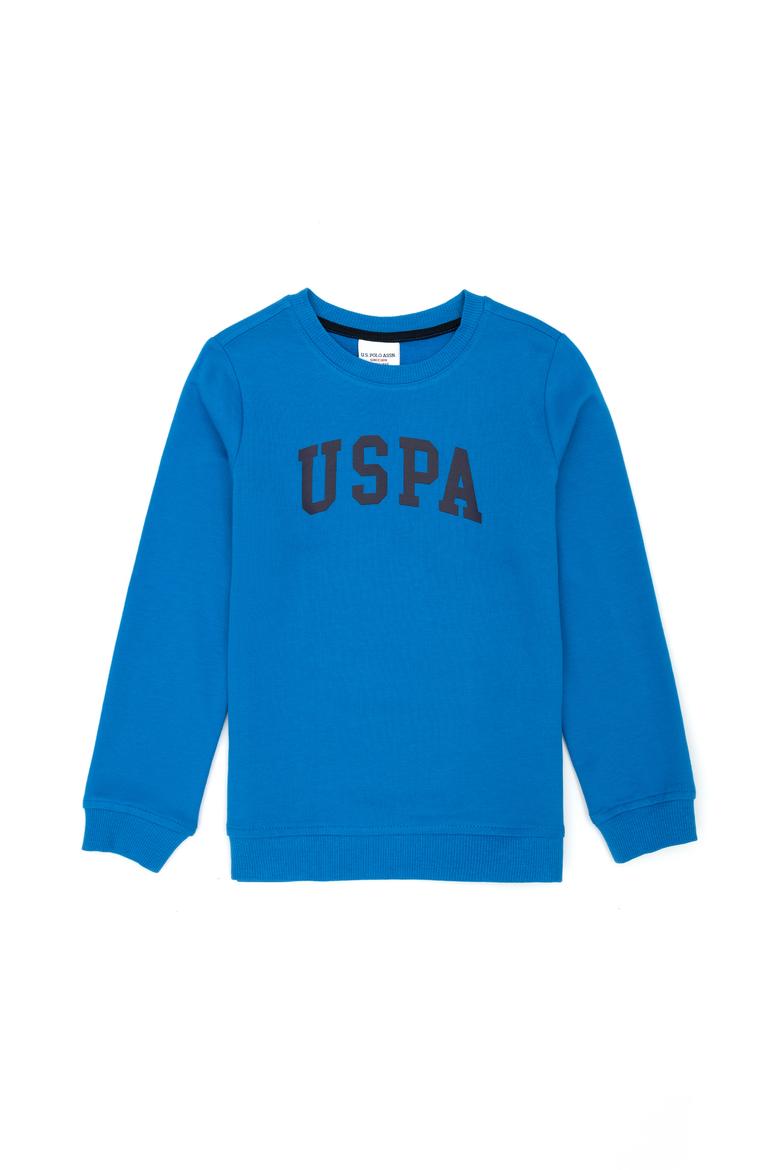 Çocuk Kobalt Mavi Basic Bisiklet Yaka Sweatshirt