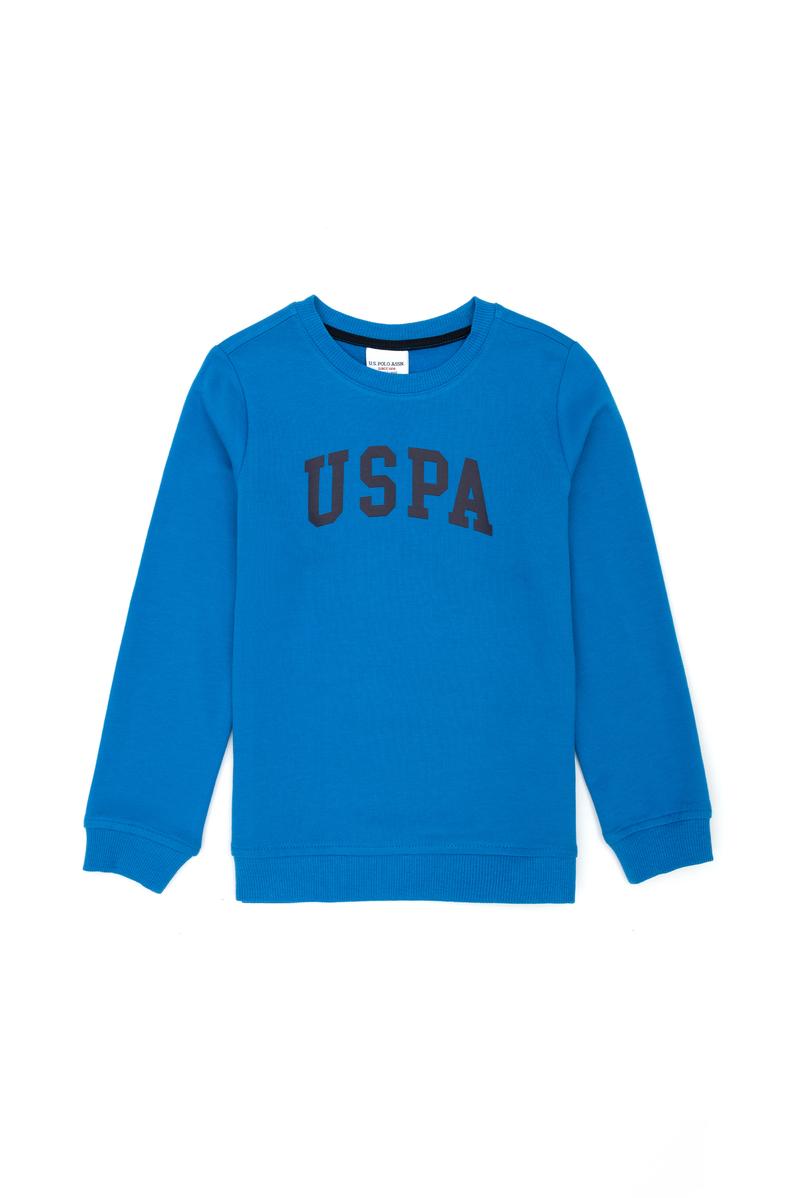 Çocuk Kobalt Mavi Basic Bisiklet Yaka Sweatshirt