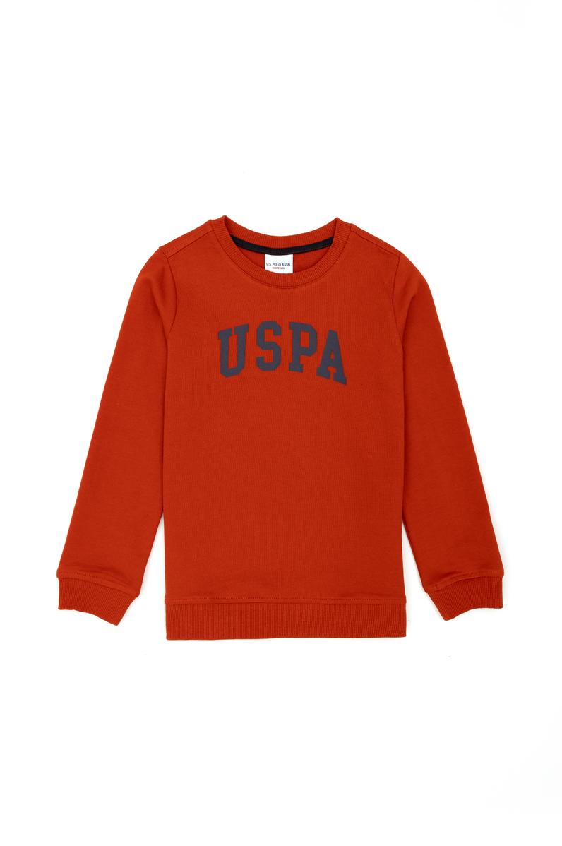 Çocuk Kiremit Basic Bisiklet Yaka Sweatshirt