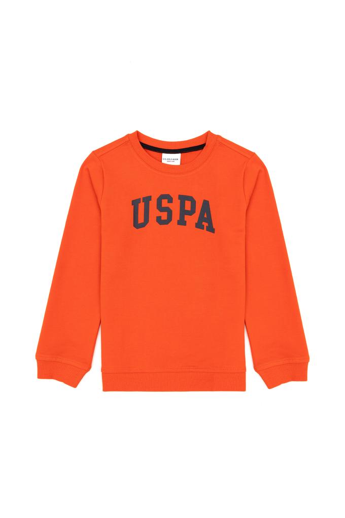 Çocuk Turuncu Basic Bisiklet Yaka Sweatshirt