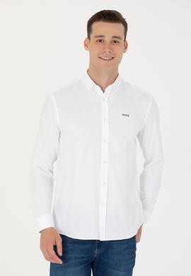 Erkek Beyaz Uzun Kollu Basic Gömlek - 50277266006