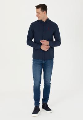 Erkek Lacivert Uzun Kollu Basic Gömlek - 50277310014