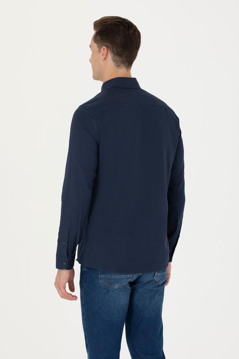 Erkek Lacivert Uzun Kollu Basic Gömlek - 50277310014