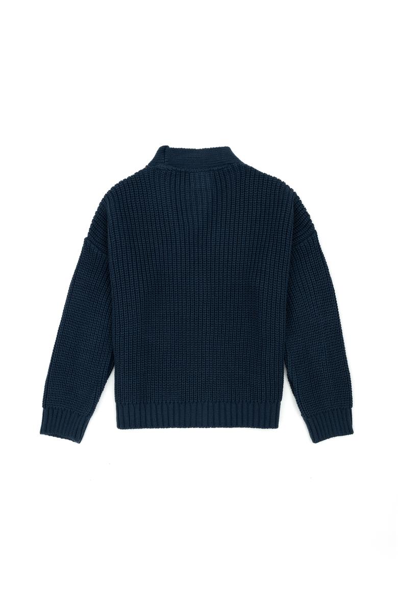 Kız Çocuk İndigo V Yaka Triko Hırka - 50256193013