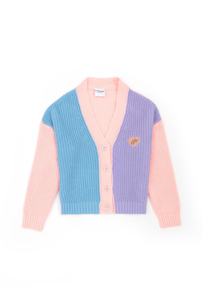 Kız Çocuk Manolya V Yaka Triko Hırka