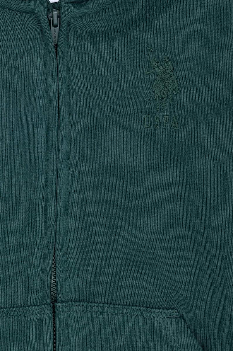 Çocuk Koyu Yeşil Basic Kapüşonlu Sweatshirt