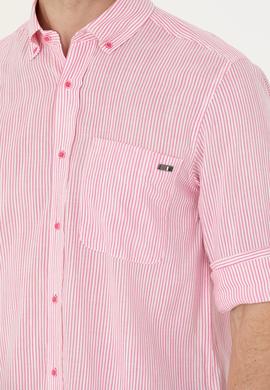 Erkek Pembe Çizgili Beyaz Gömlek - 50263330005
