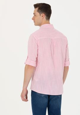 Erkek Pembe Çizgili Beyaz Gömlek - 50263330005