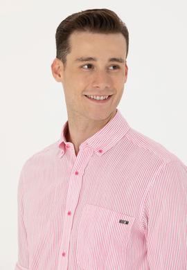 Erkek Pembe Çizgili Beyaz Gömlek - 50263330005