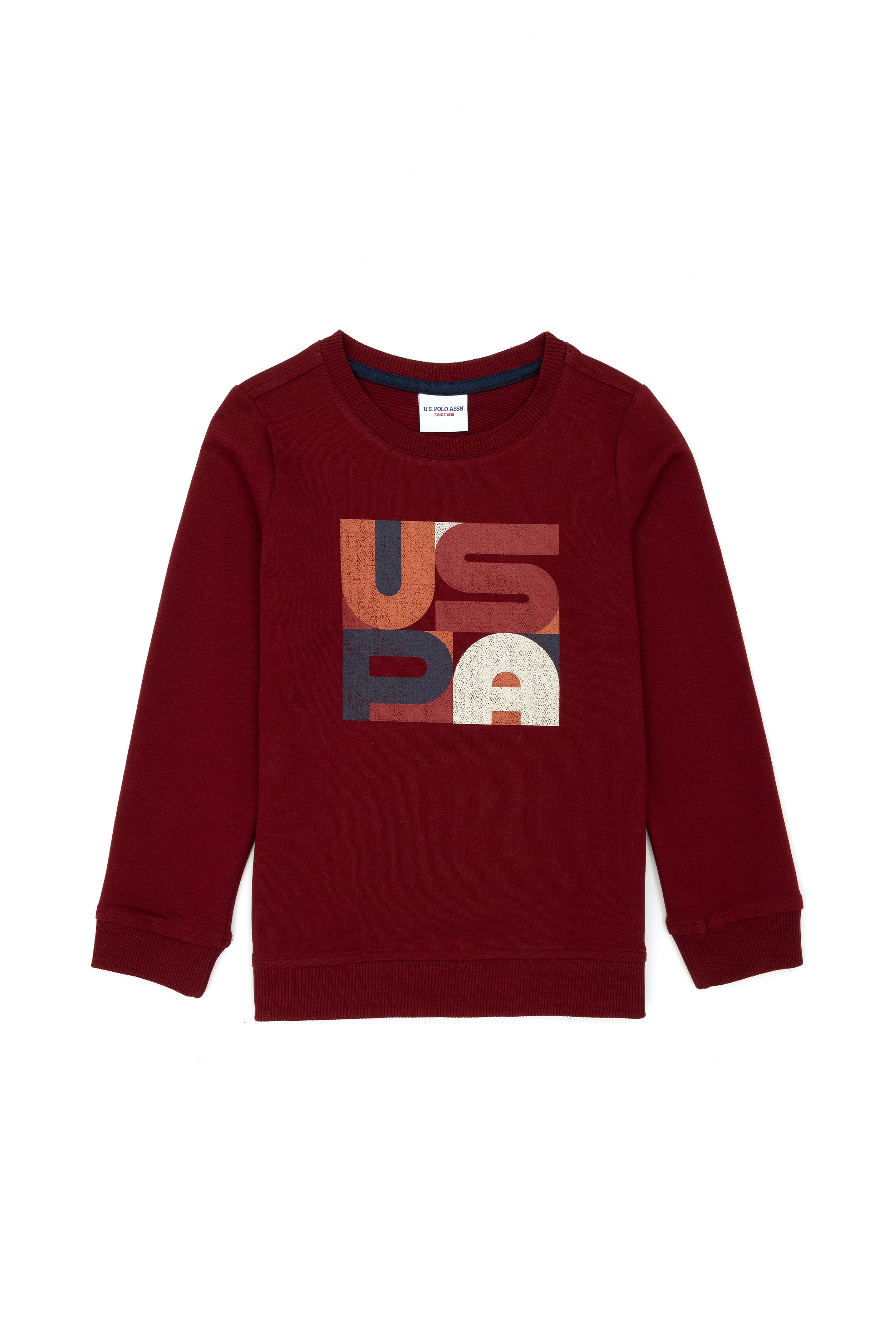 Çocuk Bordo Bisiklet Yaka Sweatshirt - Image 1