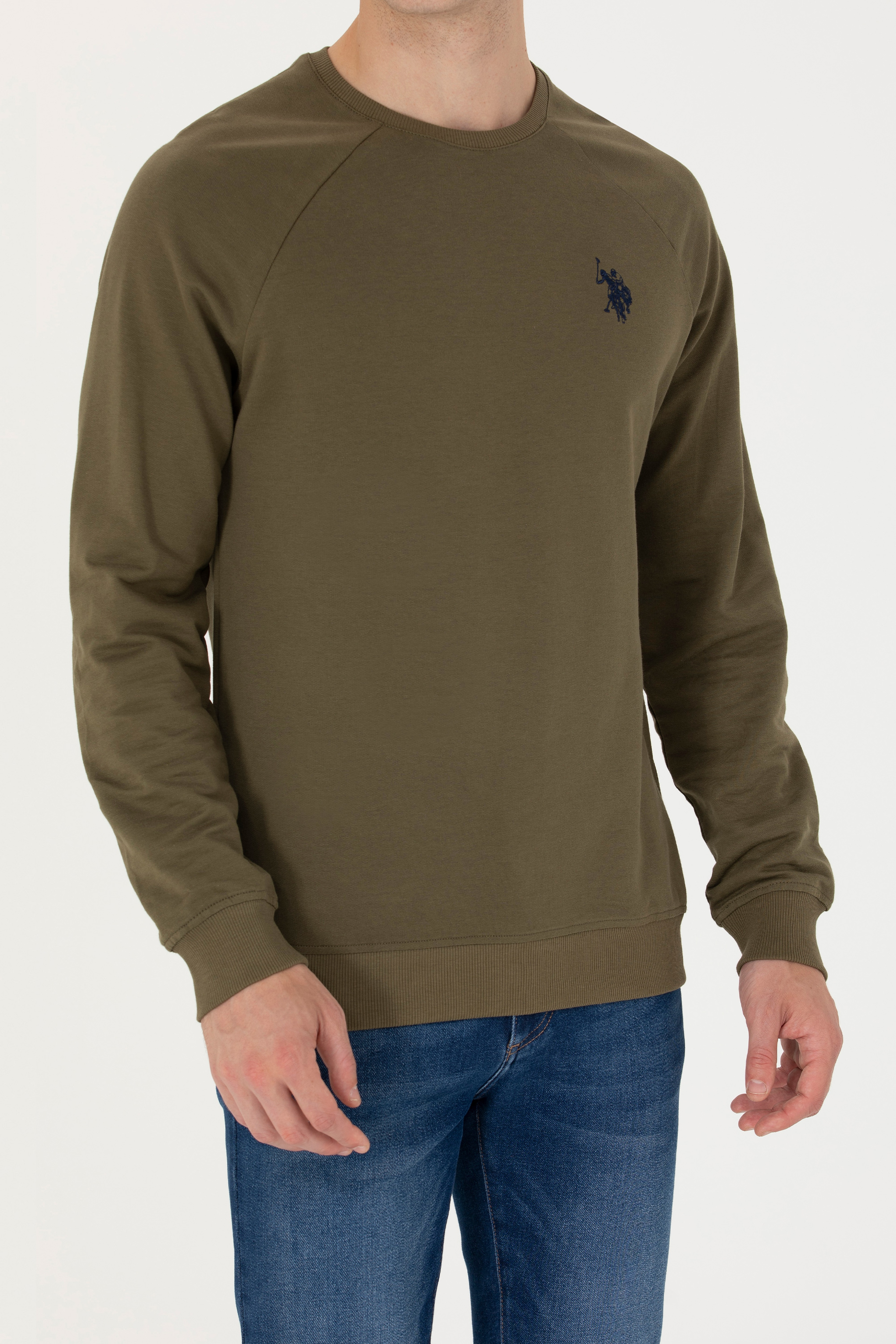 Erkek Haki Basic Sweatshirt