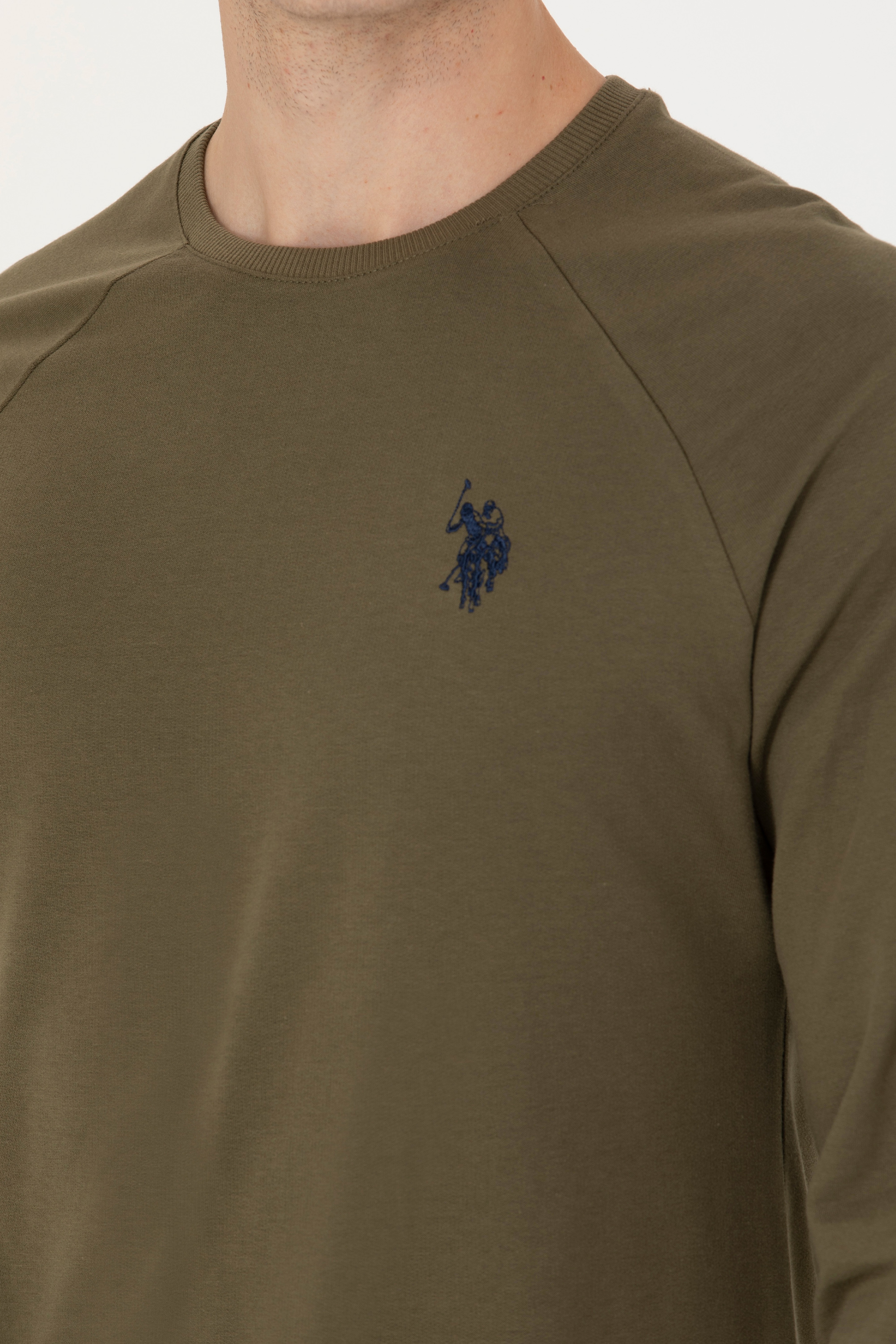 Erkek Haki Basic Sweatshirt
