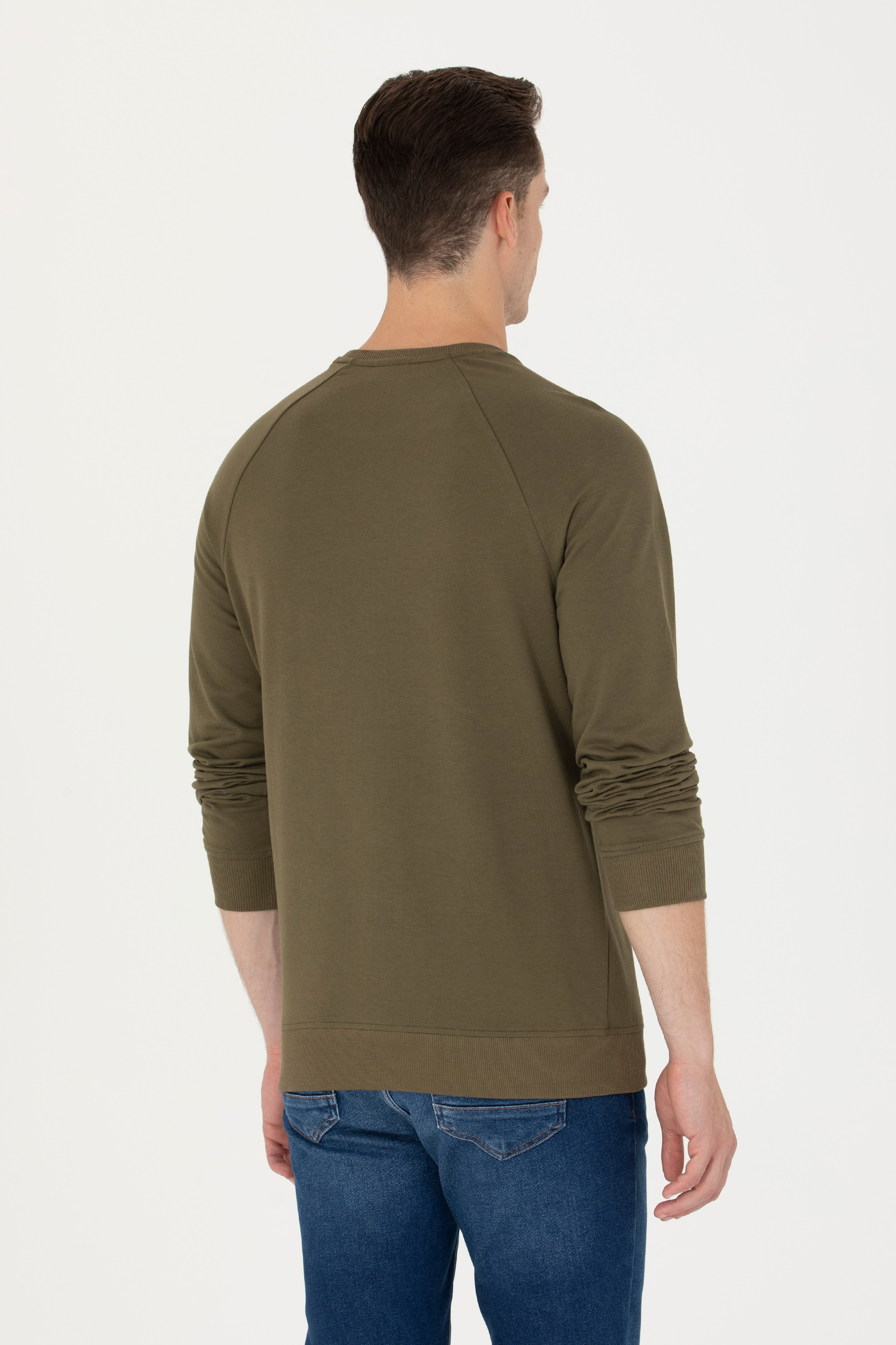 Erkek Haki Basic Sweatshirt