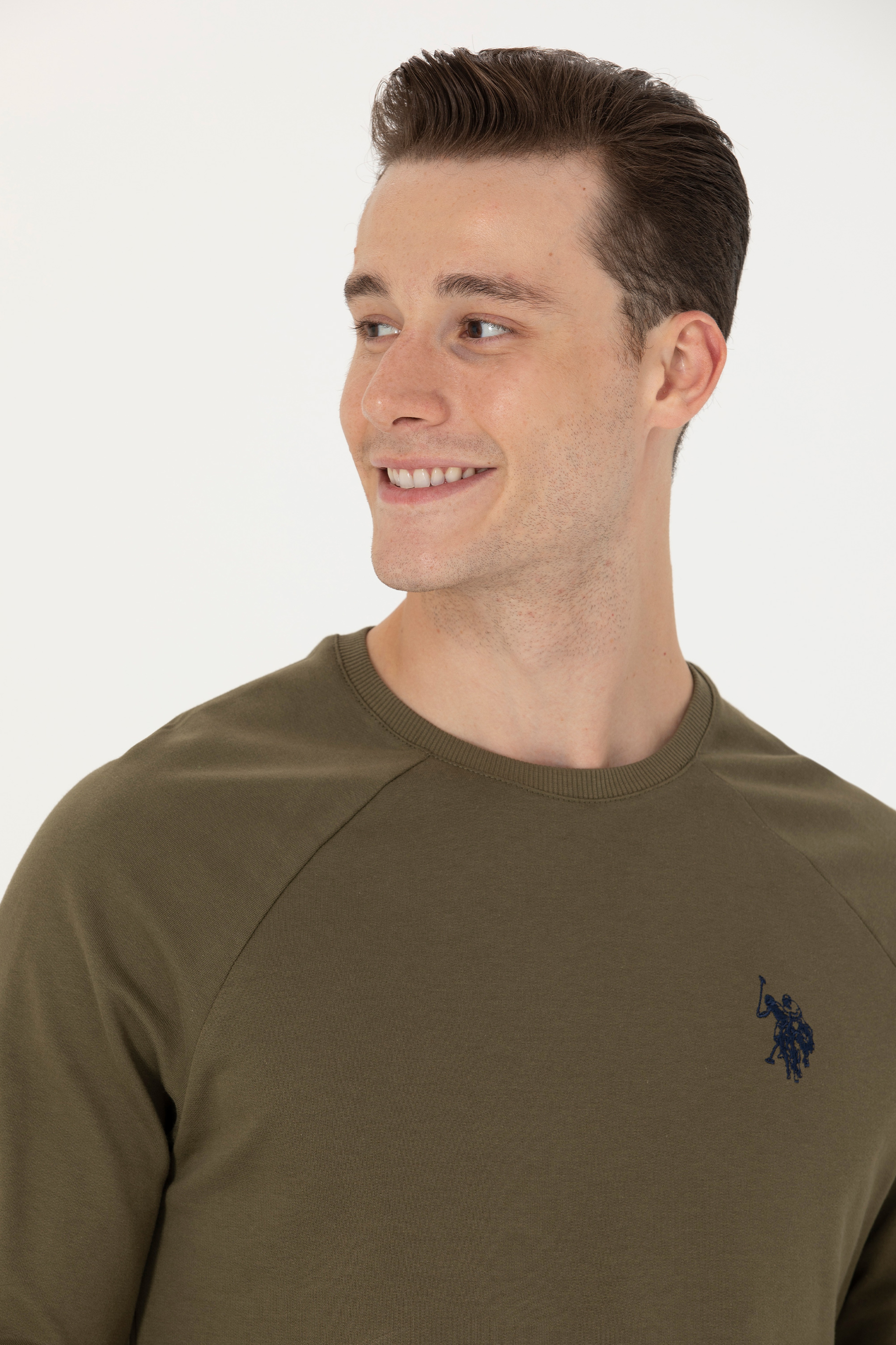 Erkek Haki Basic Sweatshirt - Image 2