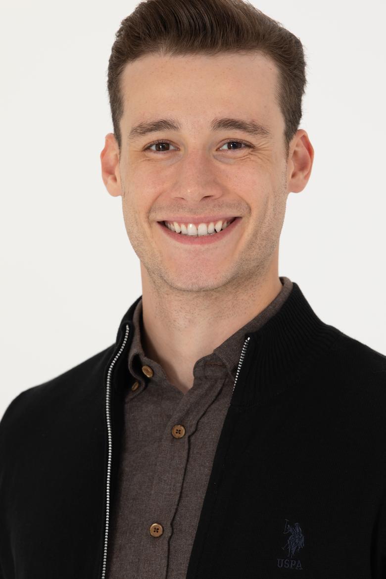 Erkek Siyah Basic Triko Hırka - 50275842015