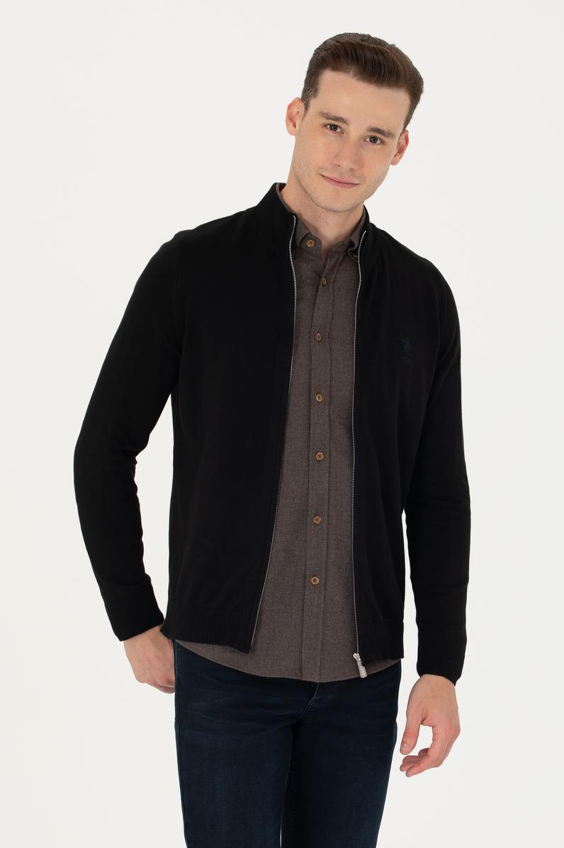 Erkek Siyah Basic Triko Hırka