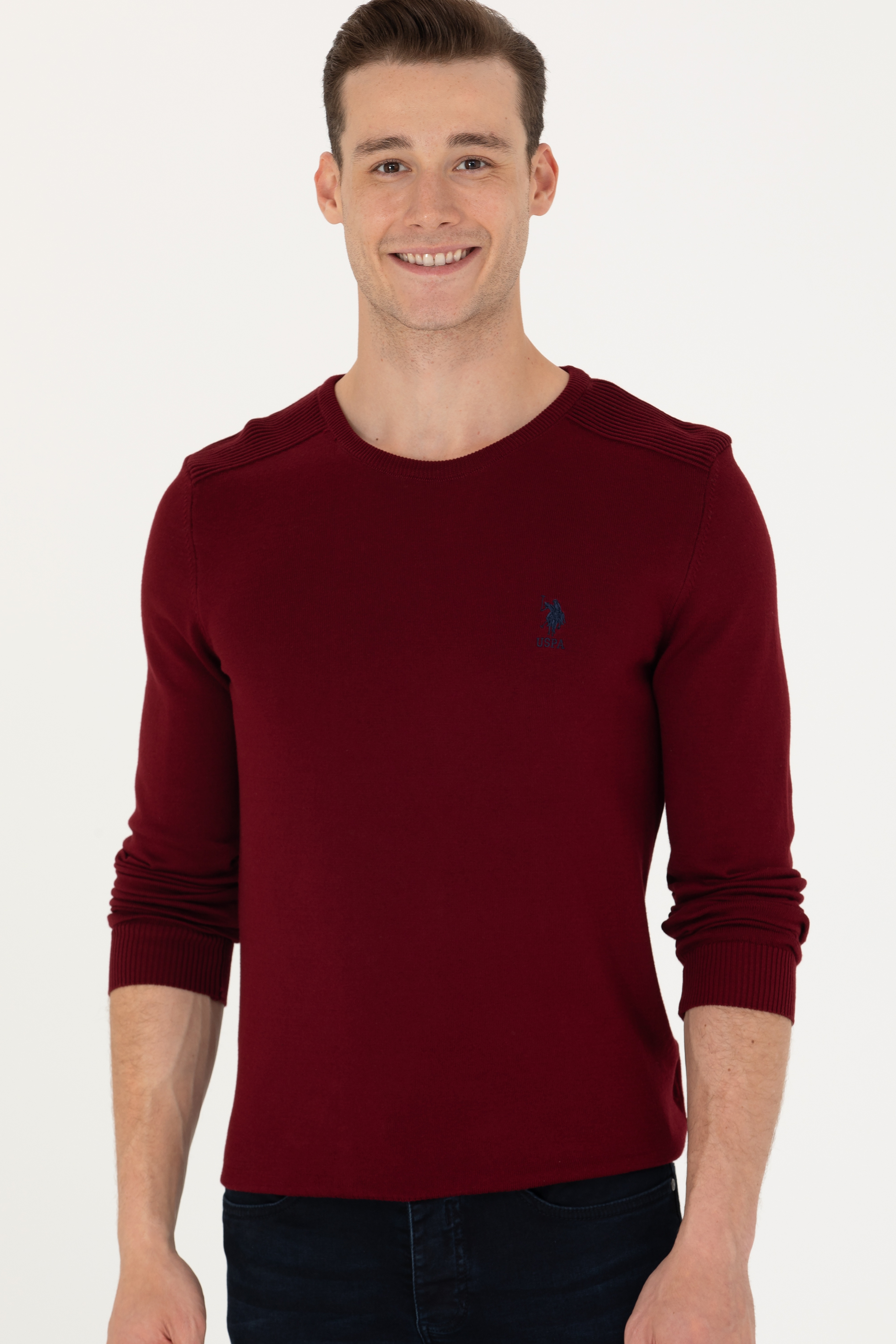 Erkek Bordo Bisiklet Yaka Kazak - Image 4