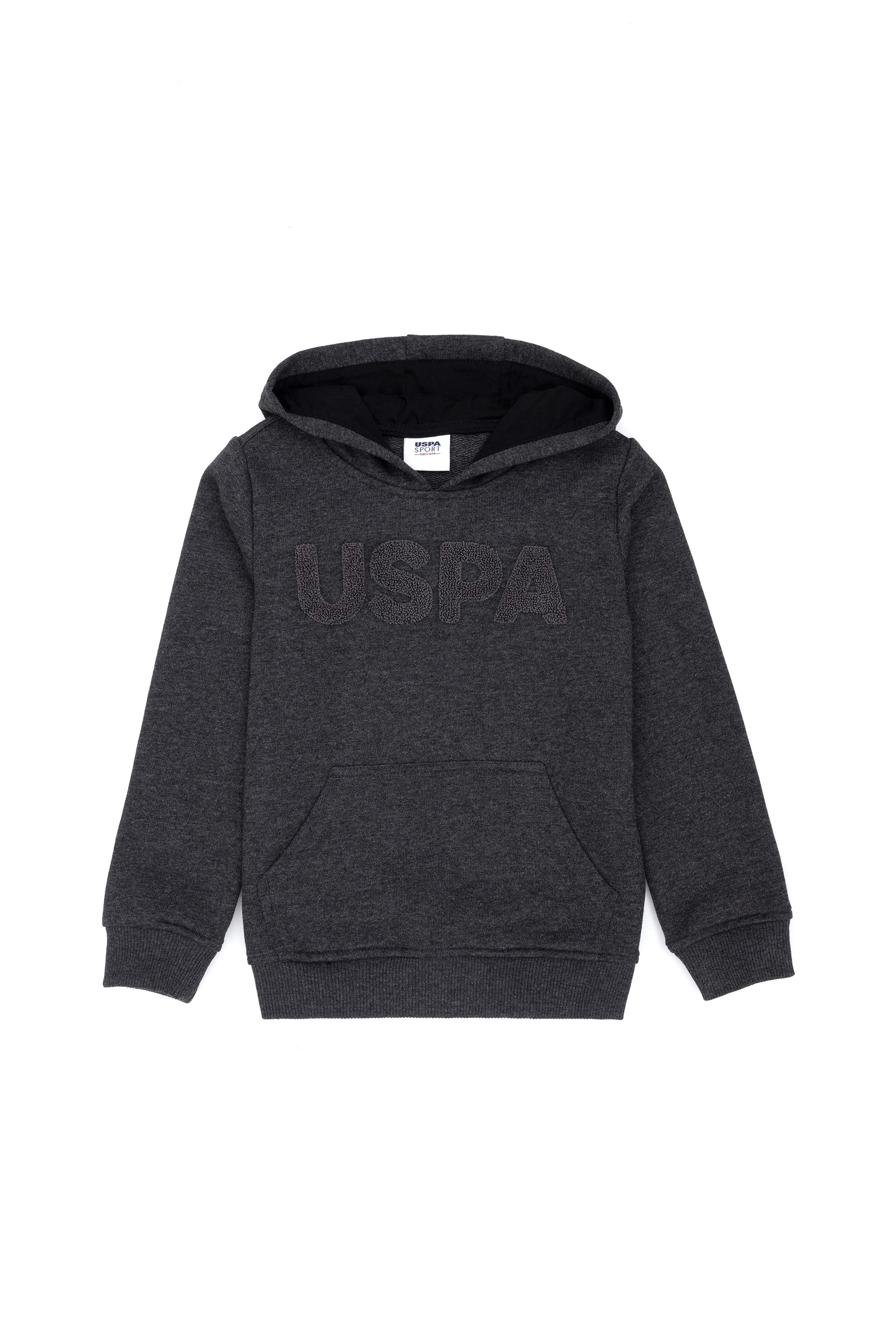 Çocuk Siyah Basic Kapüşonlu Sweatshirt - Image 1
