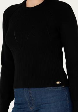 Kadın Siyah Bisiklet Yaka Kazak - 50270430036