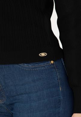 Kadın Siyah Bisiklet Yaka Kazak - 50270430036