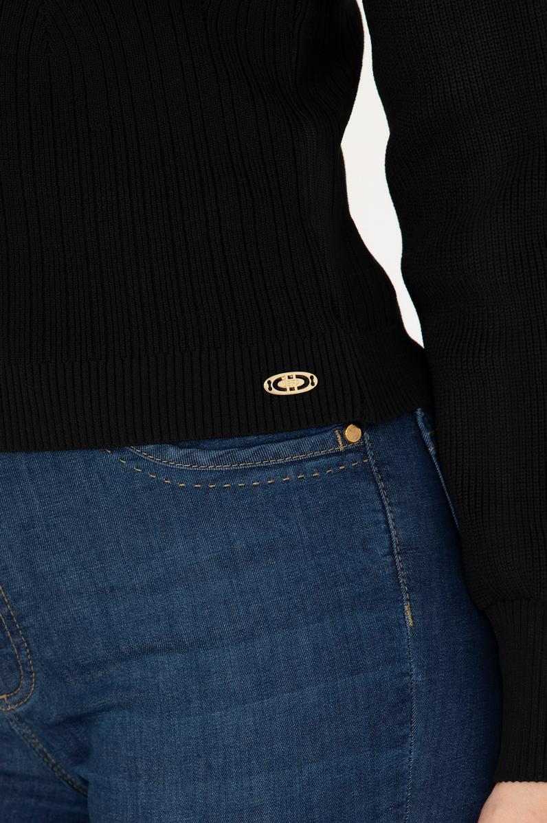 Kadın Siyah Bisiklet Yaka Kazak