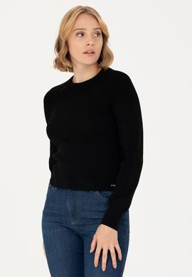 Kadın Siyah Bisiklet Yaka Kazak - 50270430036