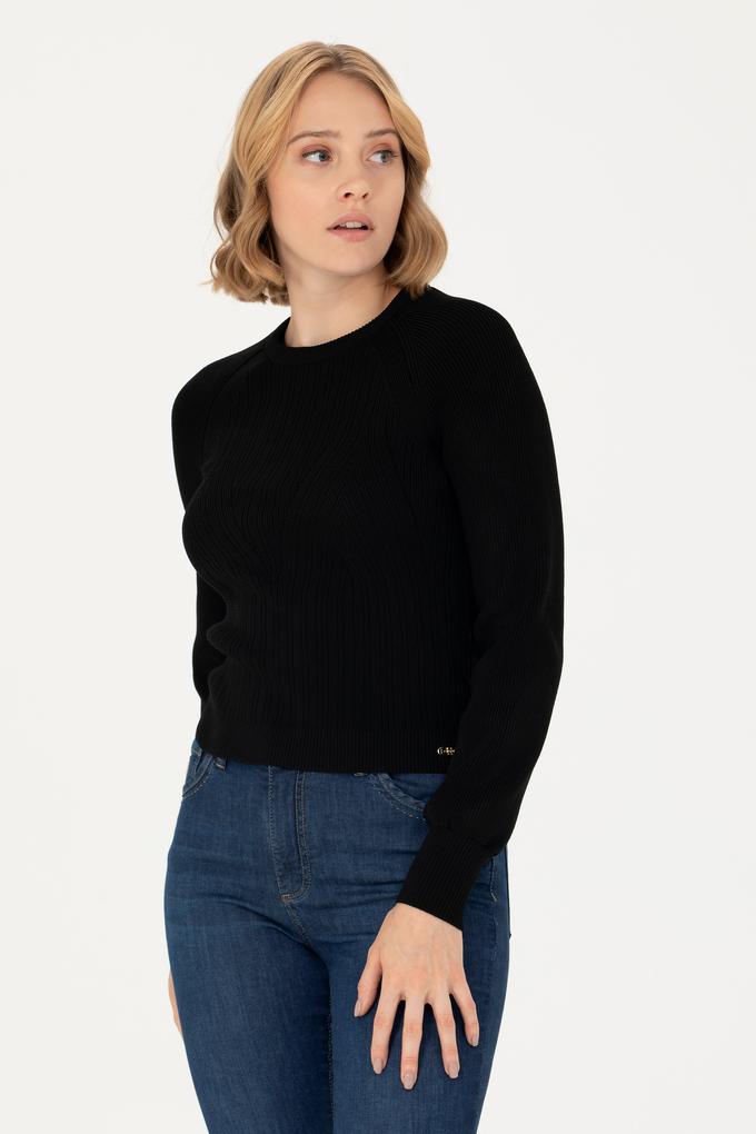 Kadın Siyah Bisiklet Yaka Kazak