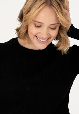 Kadın Siyah Bisiklet Yaka Kazak - 50270430036