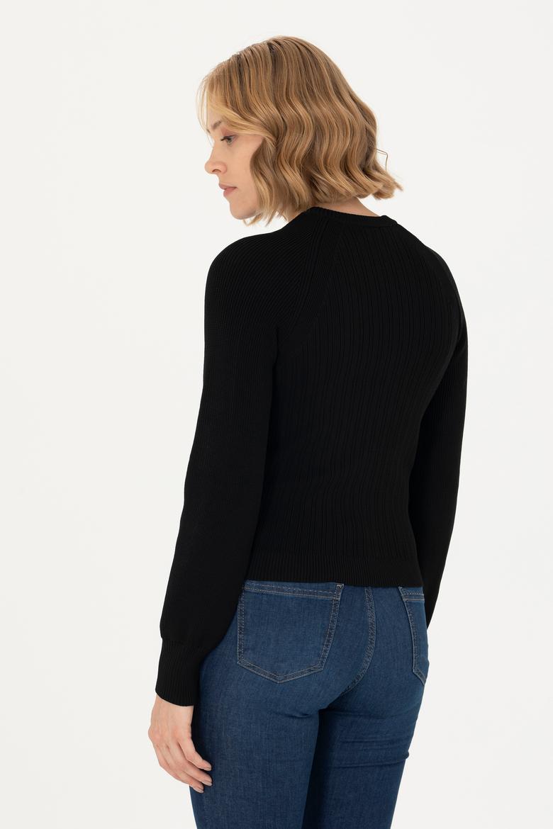 Kadın Siyah Bisiklet Yaka Kazak - 50270430036