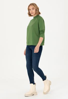 Kadın Yeşil Bisiklet Yaka Sweatshirt - 50276027037