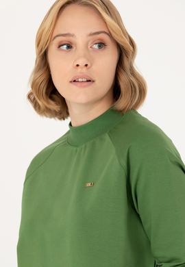 Kadın Yeşil Bisiklet Yaka Sweatshirt - 50276027037