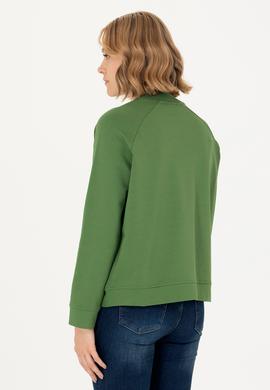 Kadın Yeşil Bisiklet Yaka Sweatshirt - 50276027037